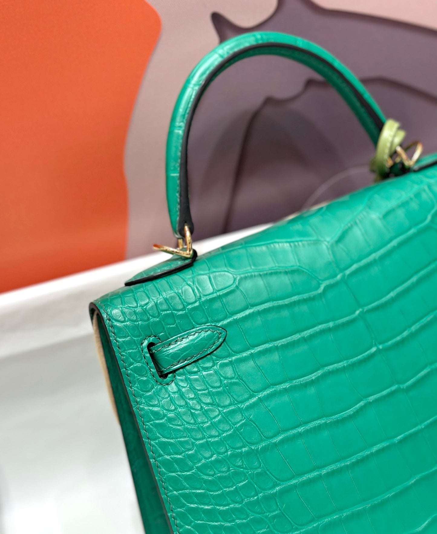 Hermes Kelly 25 Crocodile Leather Green With Gold Hardware