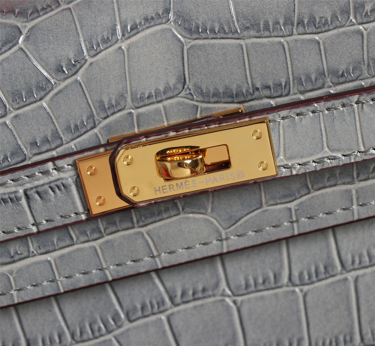 Hermes Kelly 25 Crocodile Leather Gray With Gold Hardware