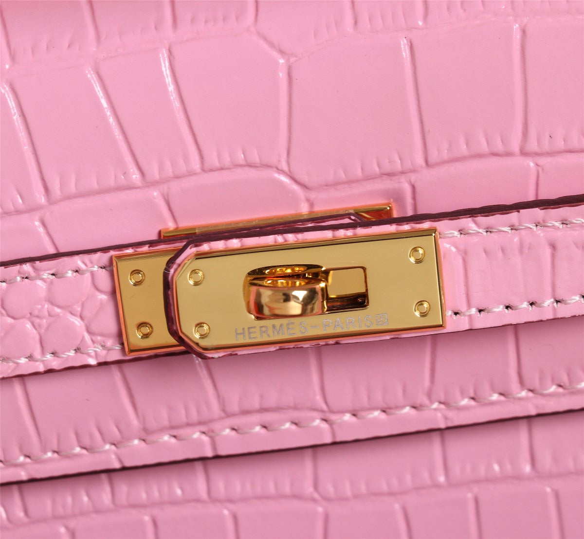 Hermes Kelly 25 Crocodile Leather Pink With Gold Hardware