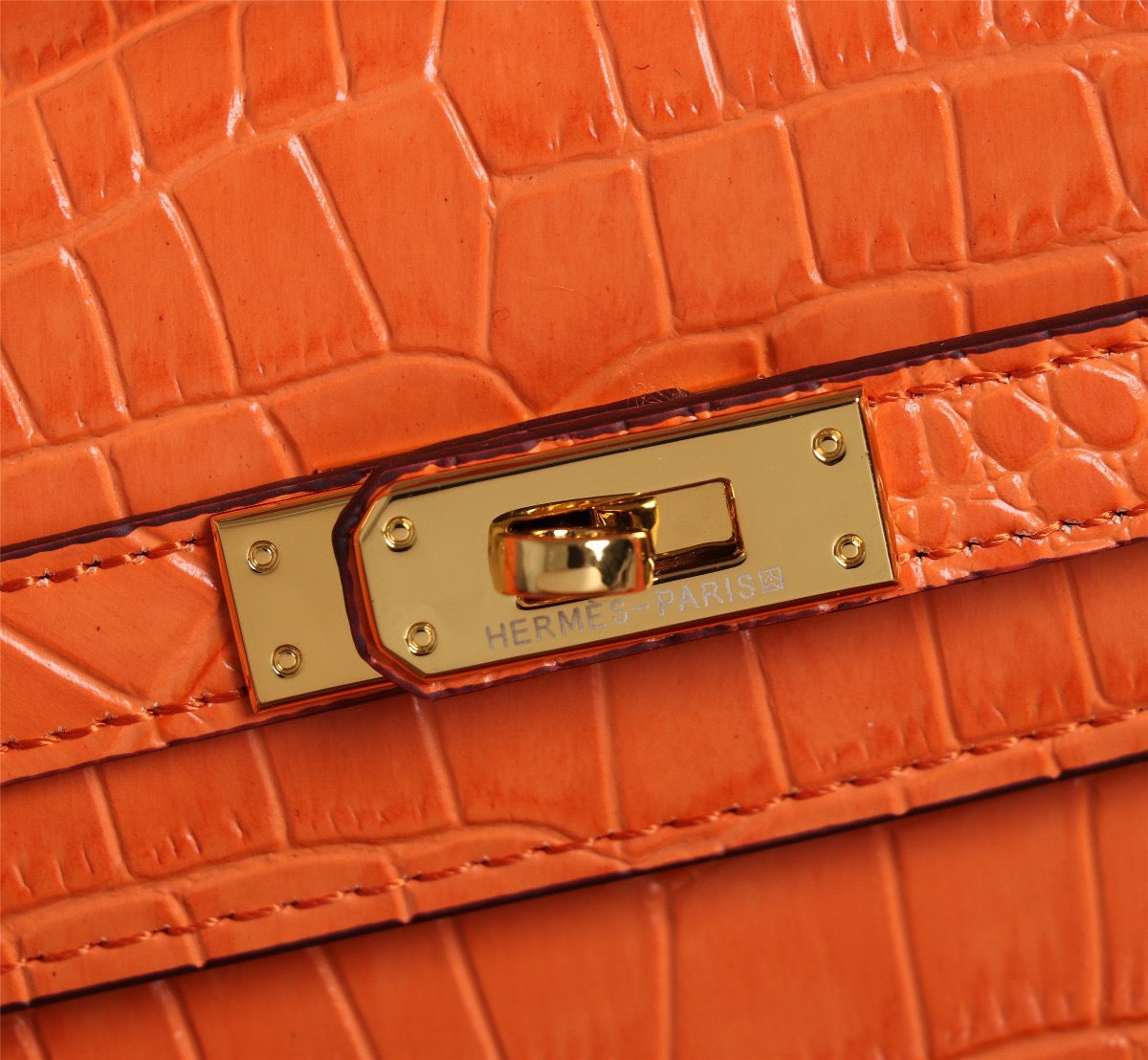 Hermes Kelly 25 Crocodile Leather Orange With Gold Hardware