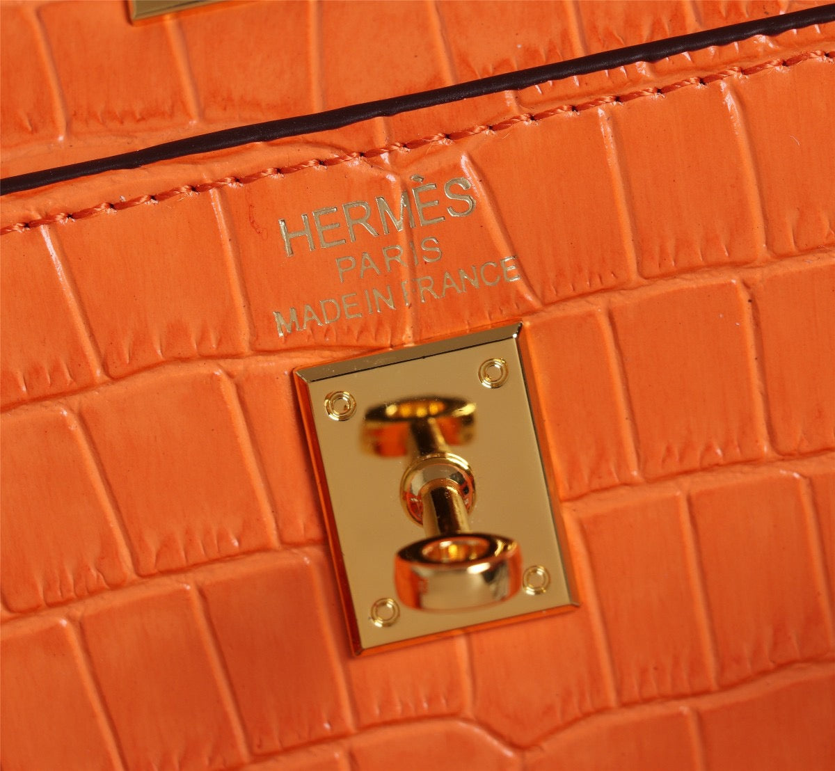 Hermes Kelly 25 Crocodile Leather Orange With Gold Hardware