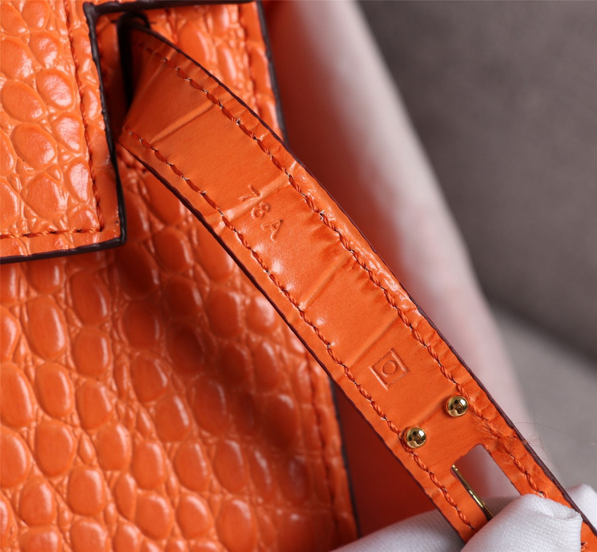 Hermes Kelly 25 Crocodile Leather Orange With Gold Hardware