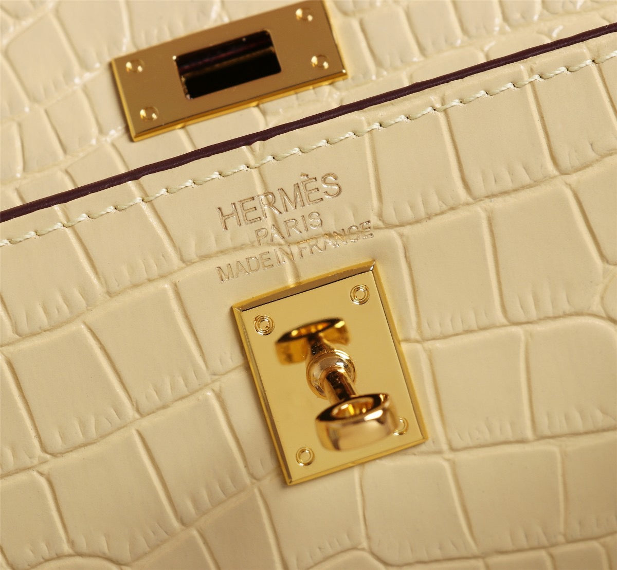 Hermes Kelly 25 Crocodile Leather Apricot With Gold Hardware