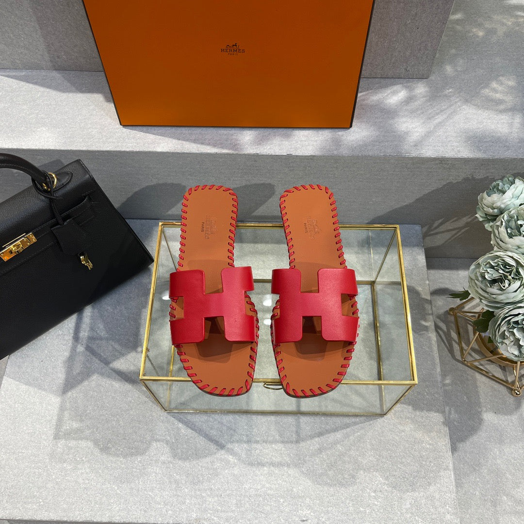 Hermes Oran Slides In Red