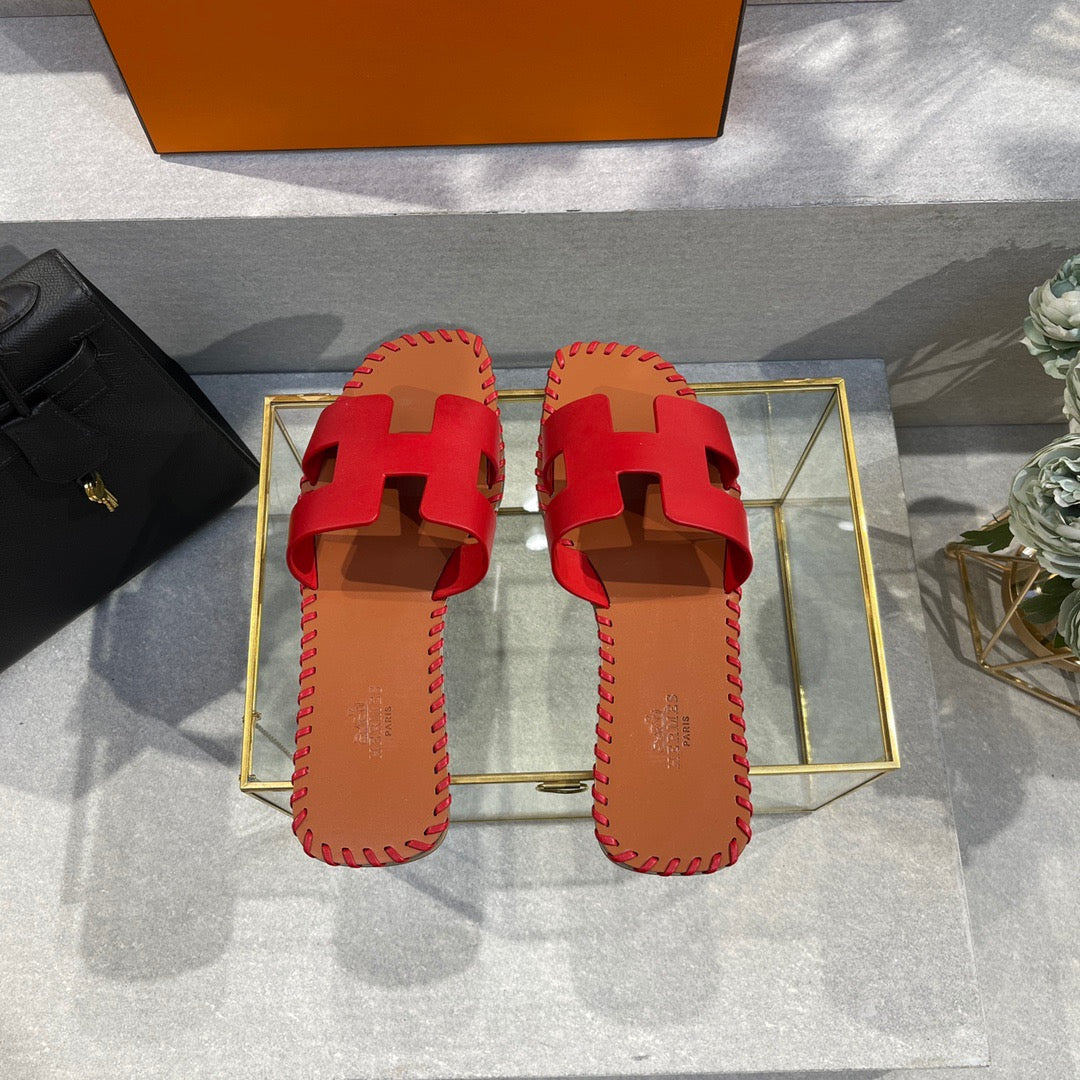 Hermes Oran Slides In Red