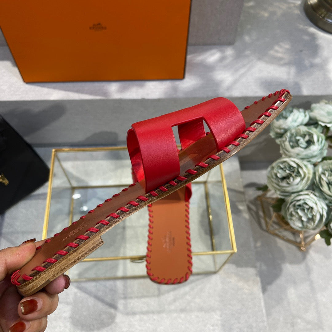 Hermes Oran Slides In Red