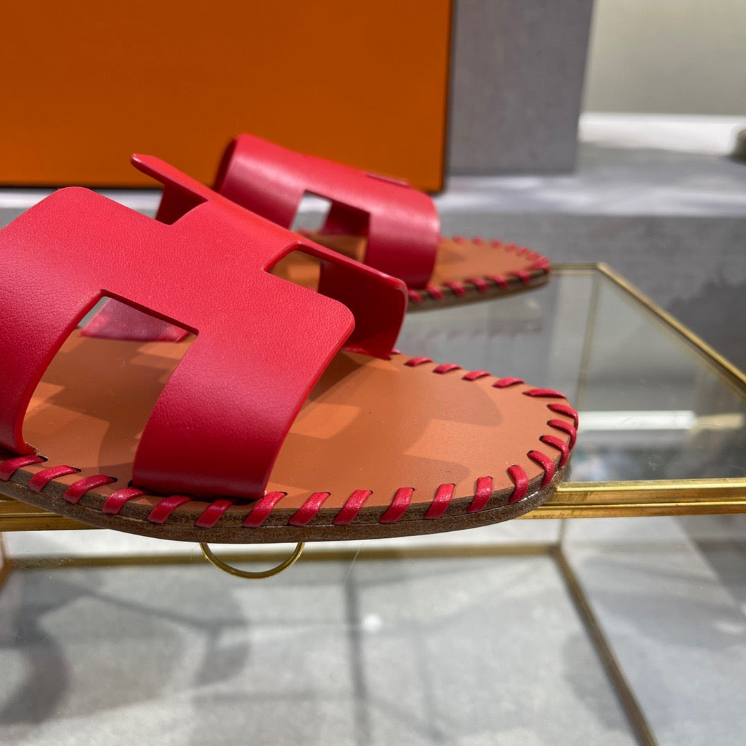 Hermes Oran Slides In Red