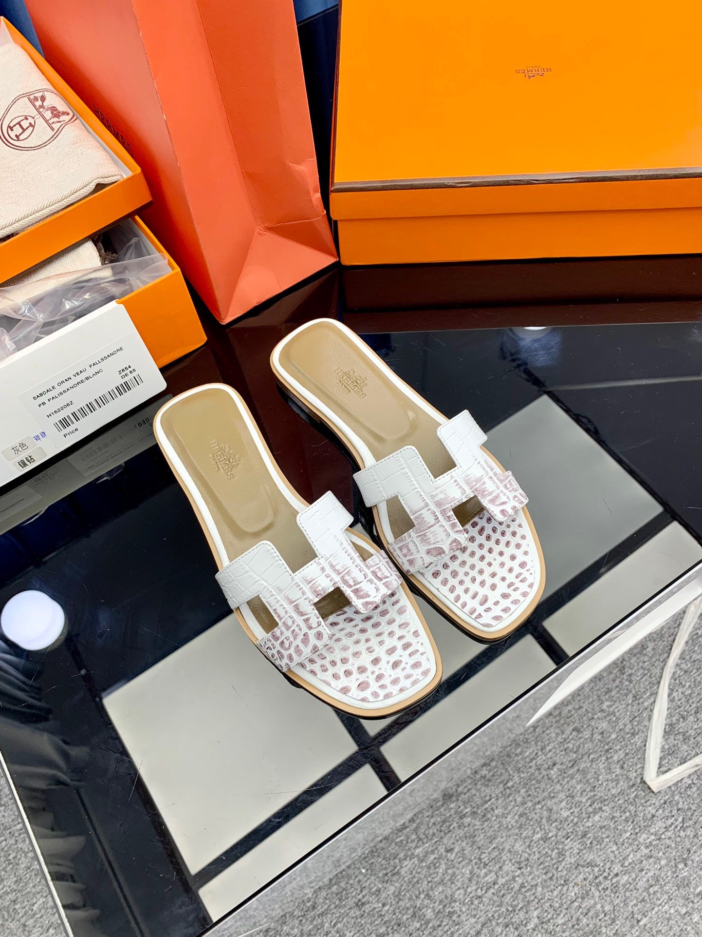 Hermès Oran Sandals Himalaya Niloticus Crocodile