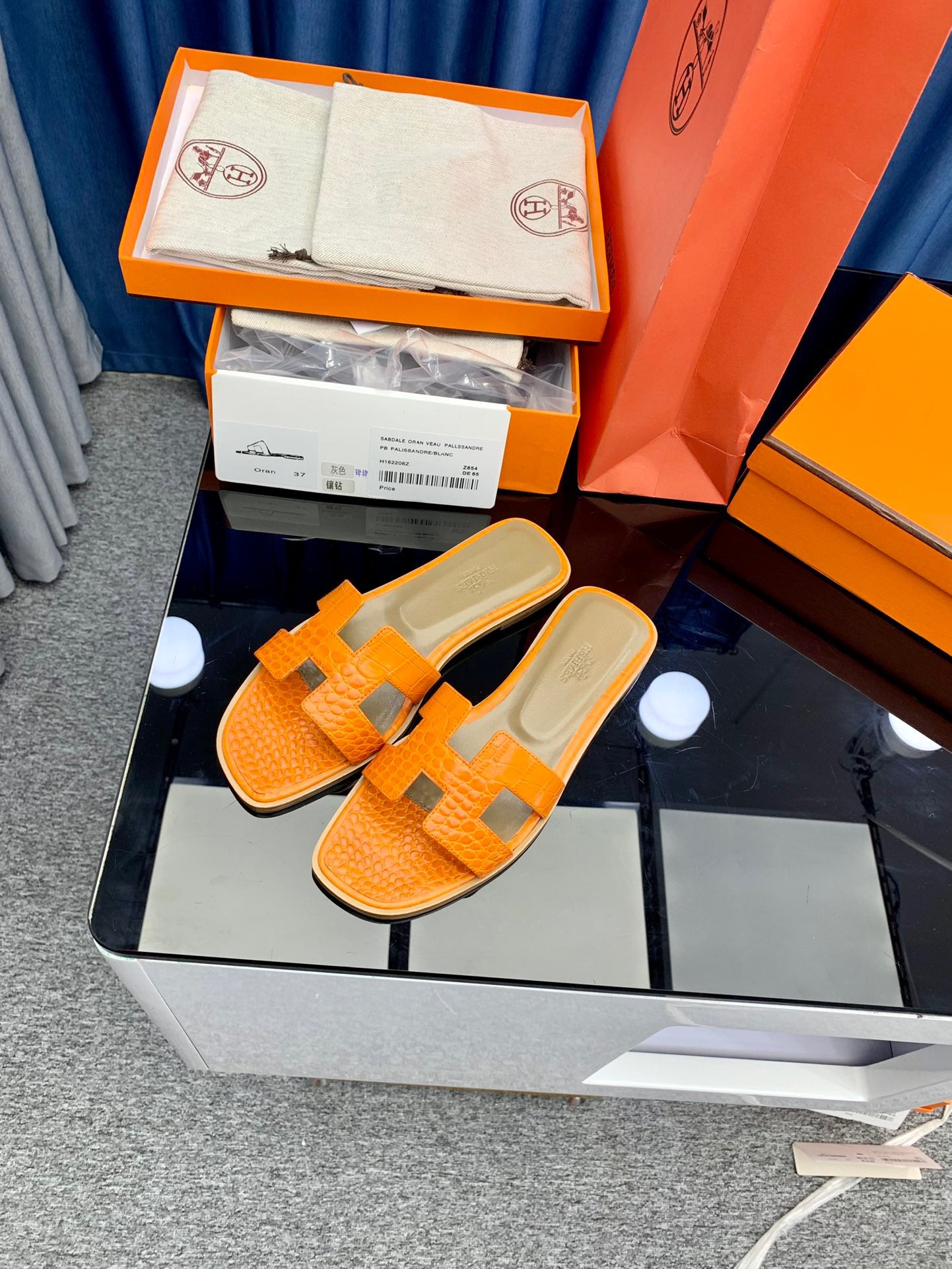 Hermès Oran Sandals Orange Niloticus Crocodile