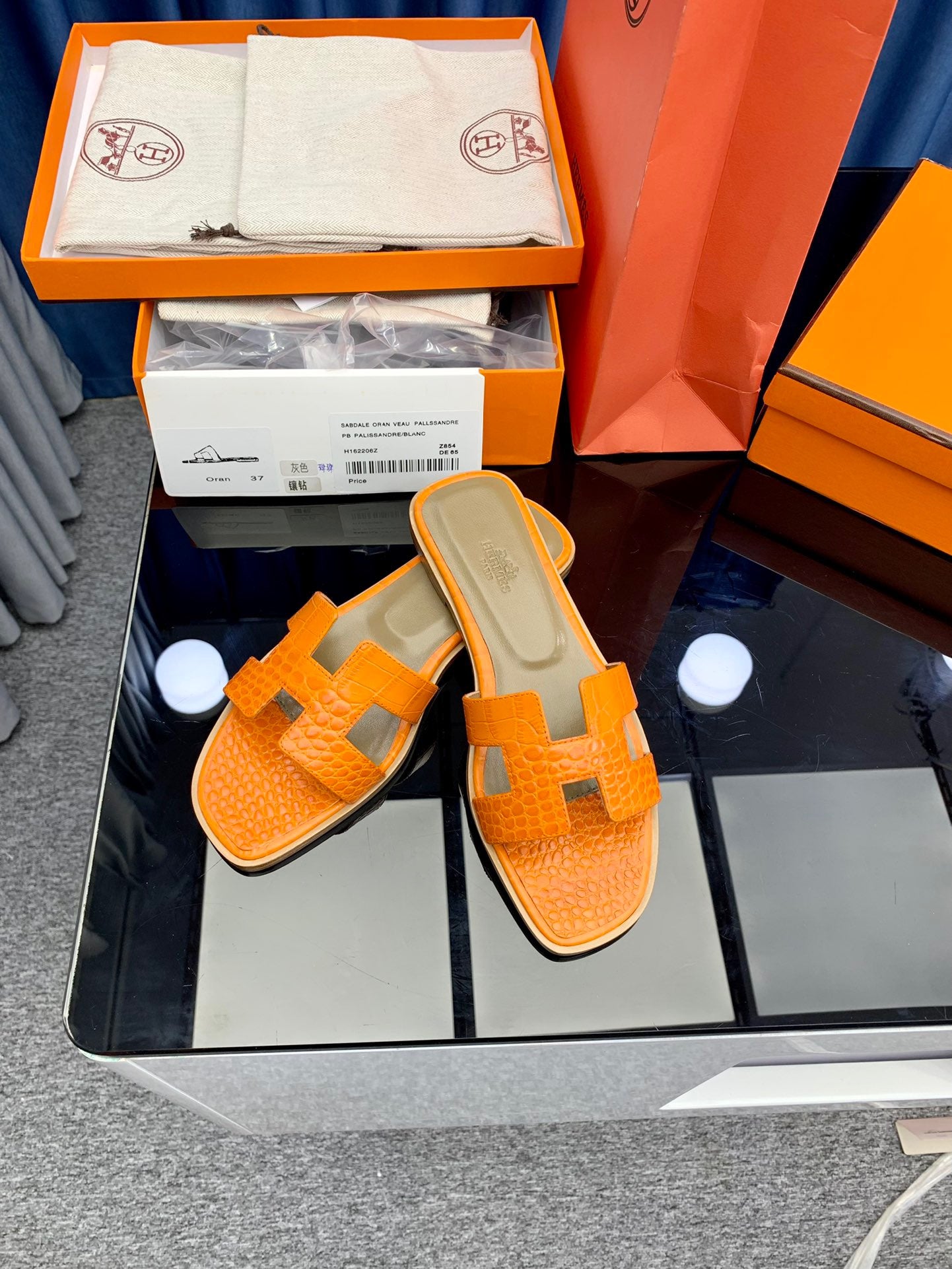 Hermès Oran Sandals Orange Niloticus Crocodile