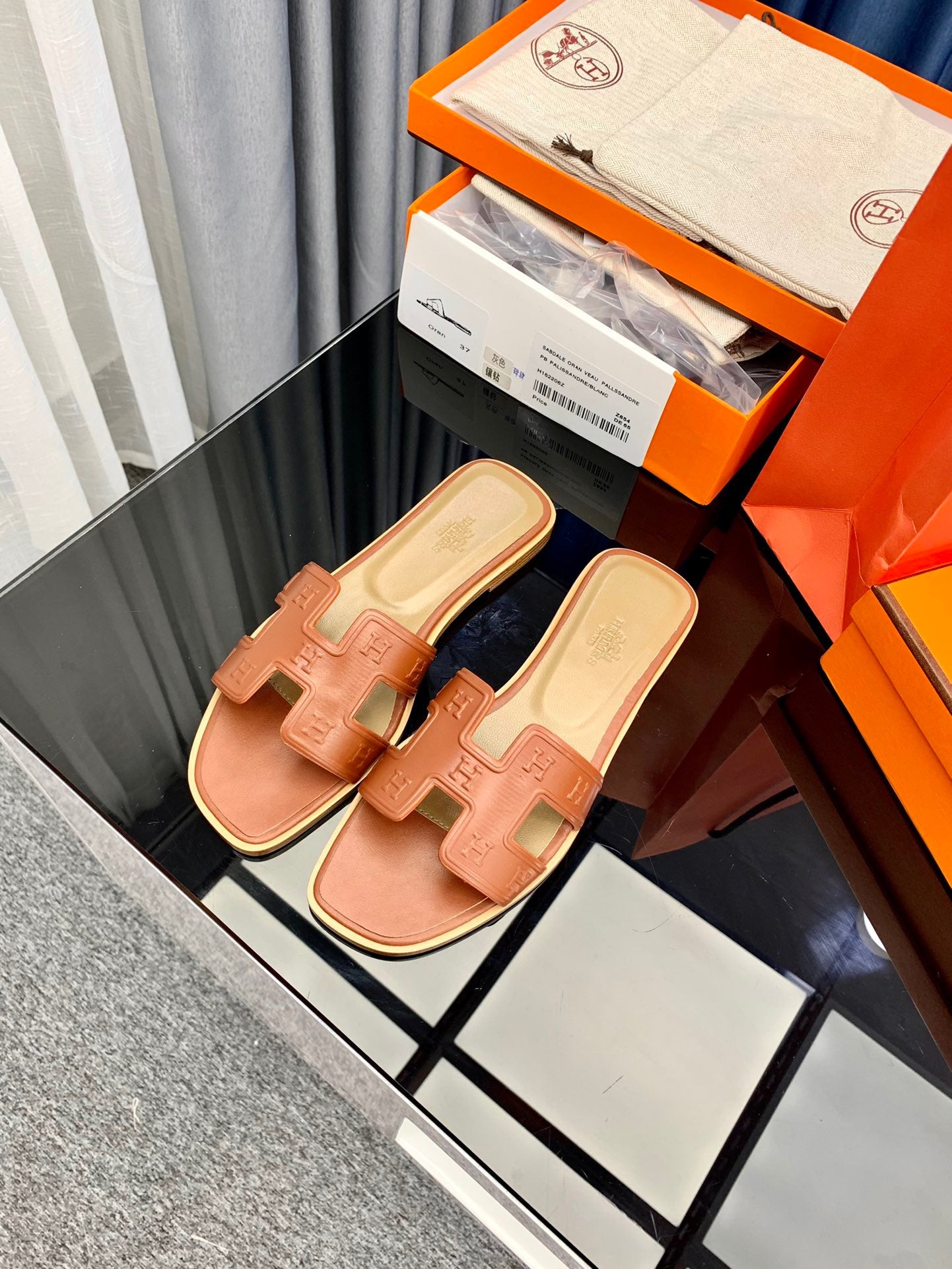 Hermes Oran Slides In Brown