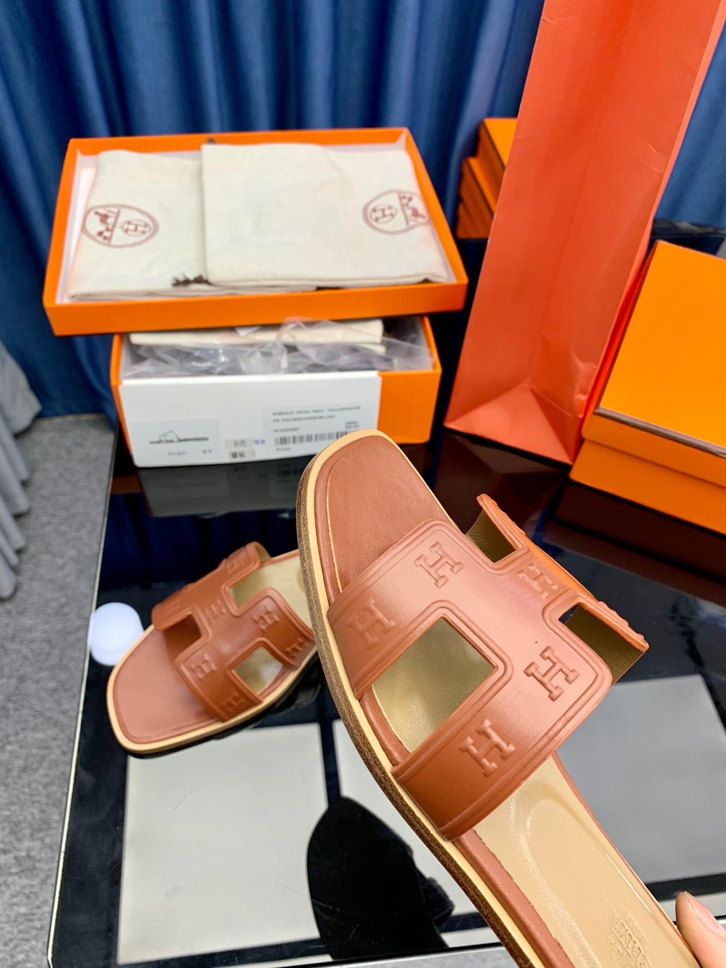 Hermes Oran Slides In Brown