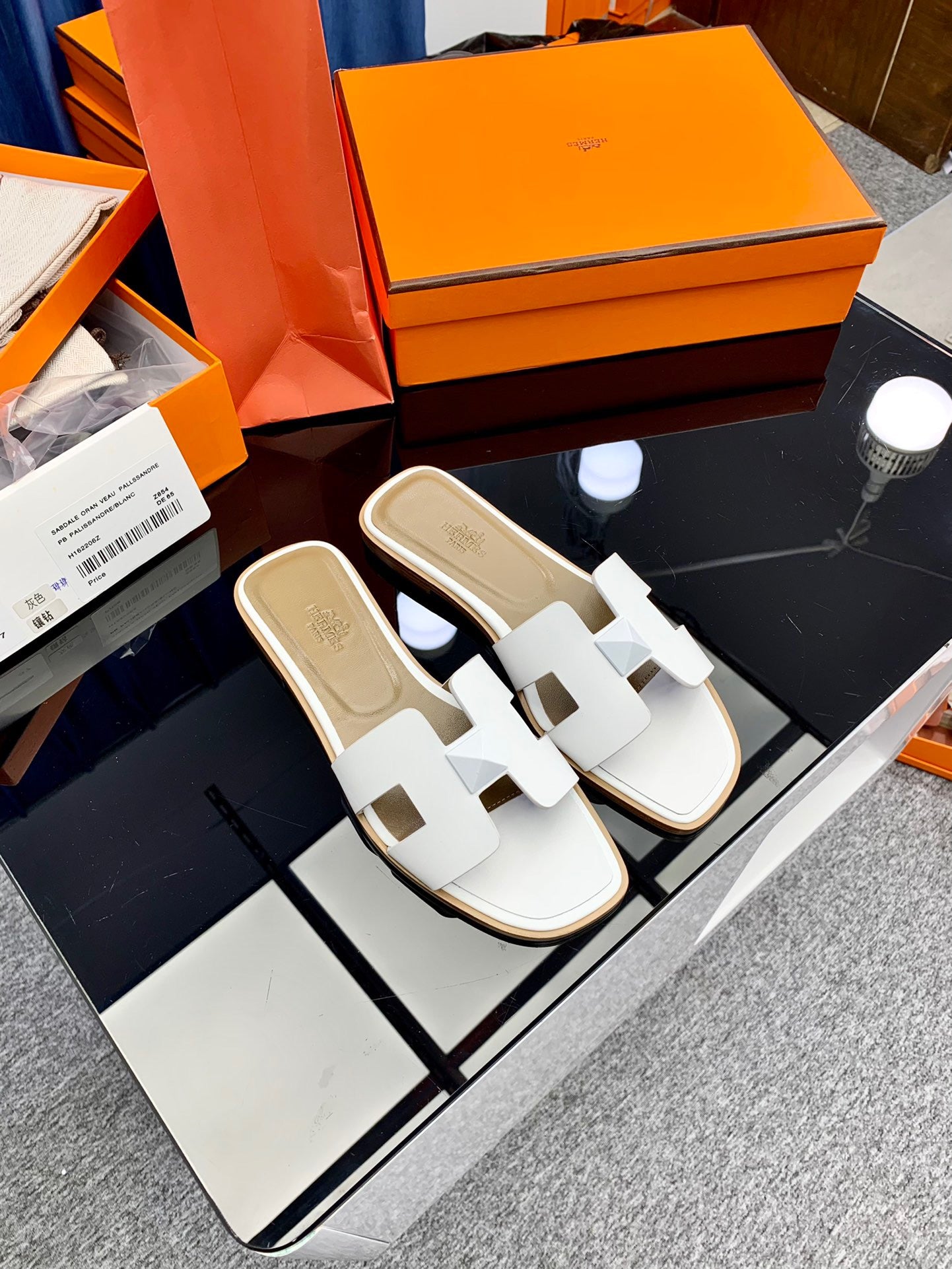 Hermès Oran Sandals White Box Calfskin