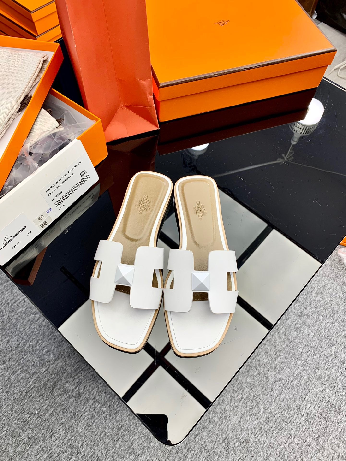 Hermès Oran Sandals White Box Calfskin