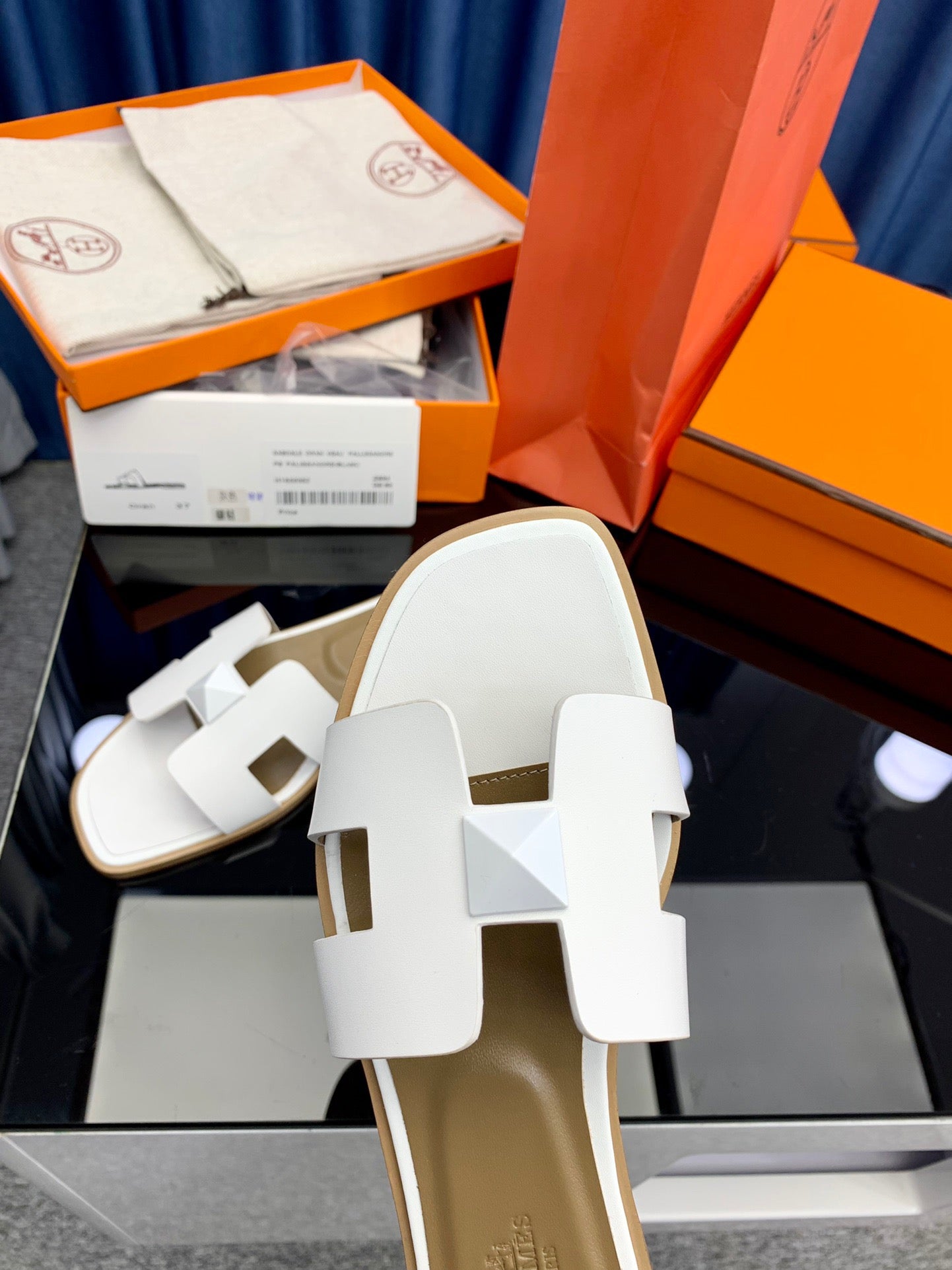 Hermès Oran Sandals White Box Calfskin