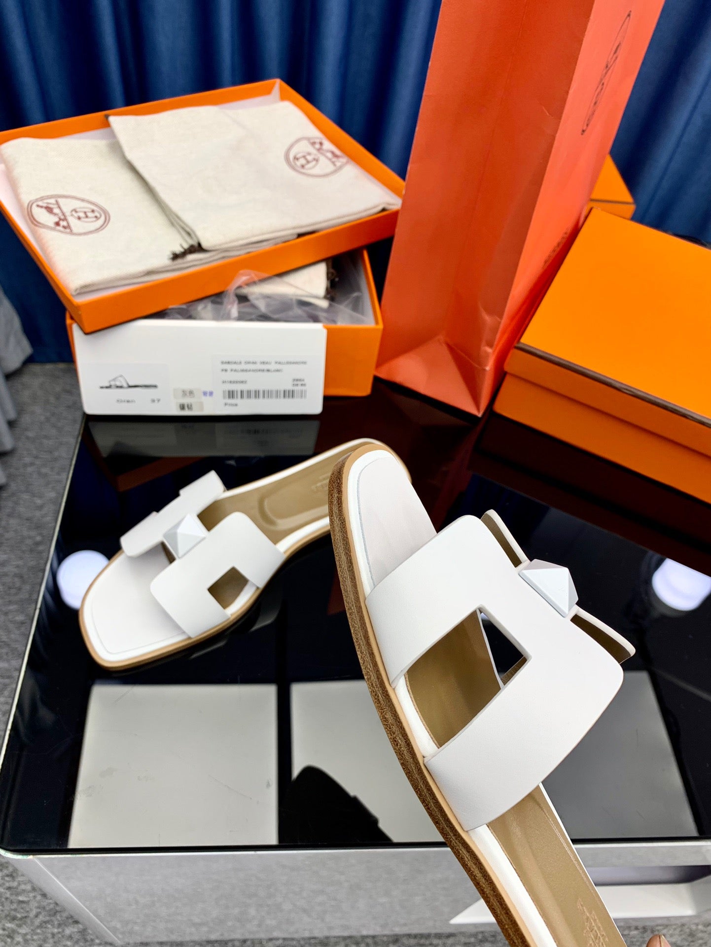 Hermès Oran Sandals White Box Calfskin