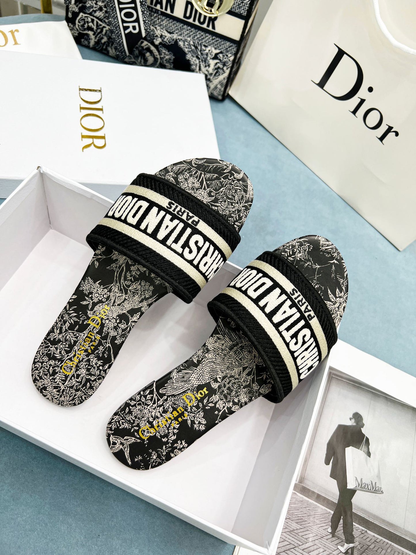 Dior Cotton 3D Embroidery Printing Slides