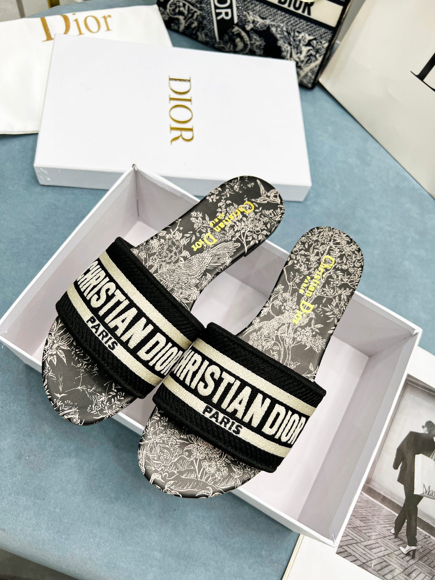 Dior Cotton 3D Embroidery Printing Slides