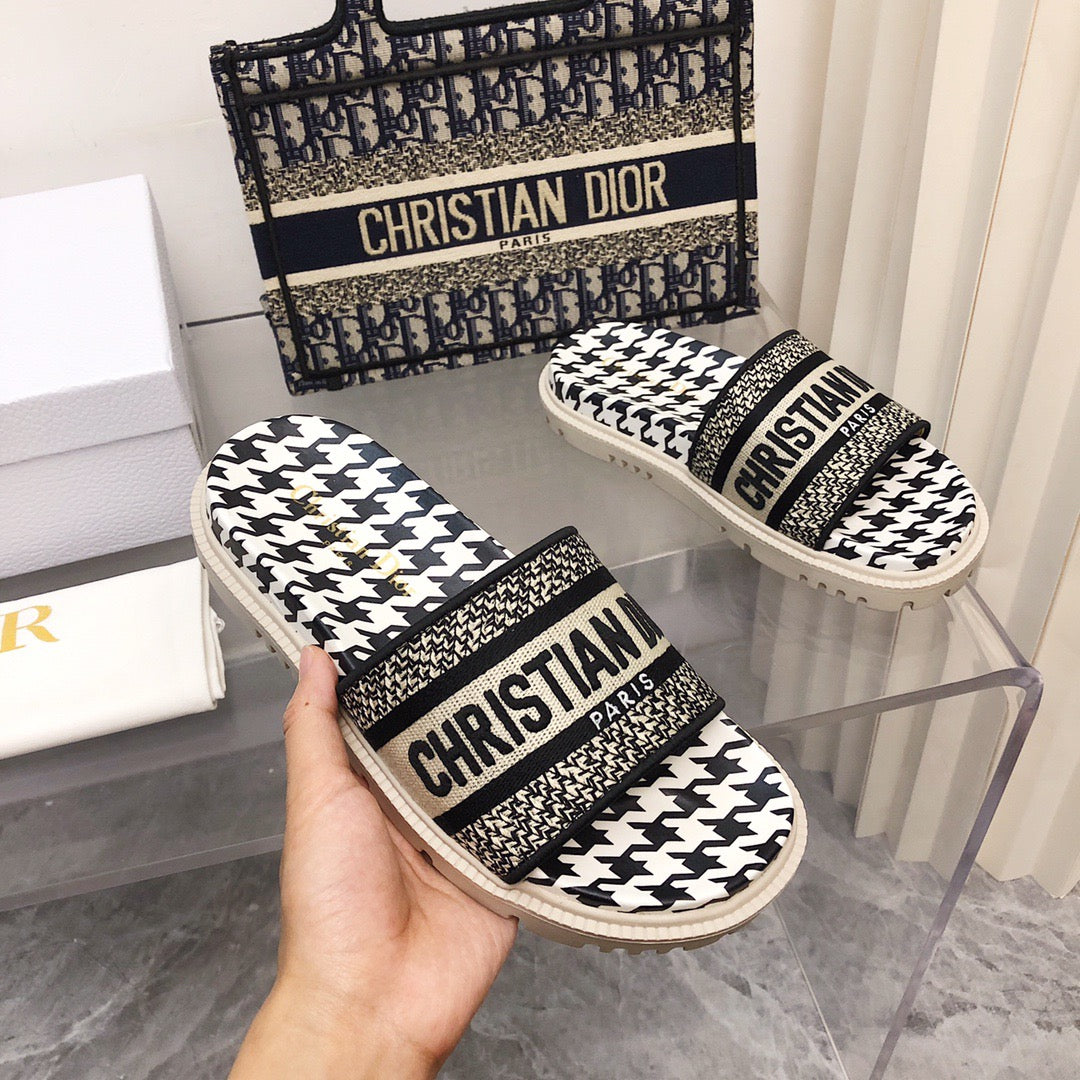 Dior Black Thick Sole Jelly Slides