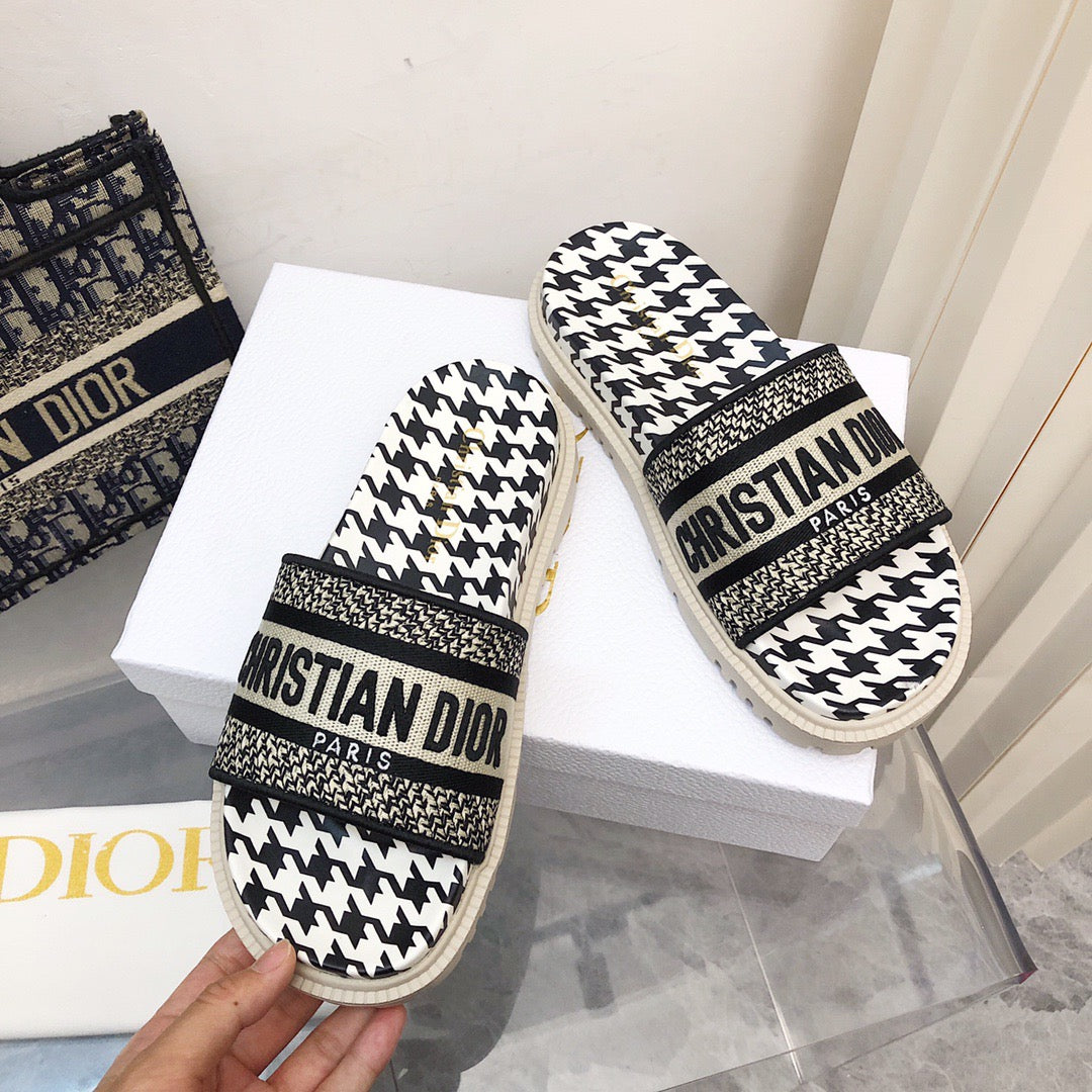 Dior Black Thick Sole Jelly Slides