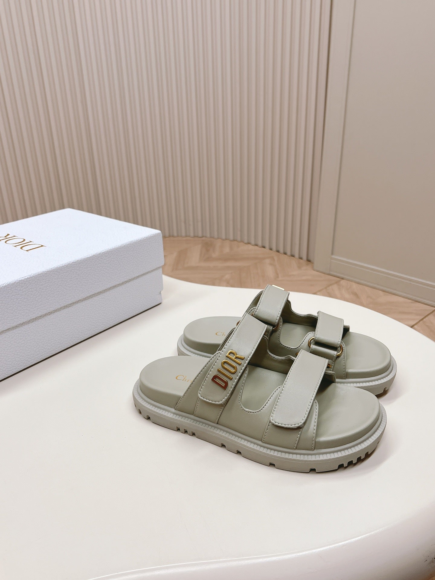 Dior Gray Lambskin Dioract Slides