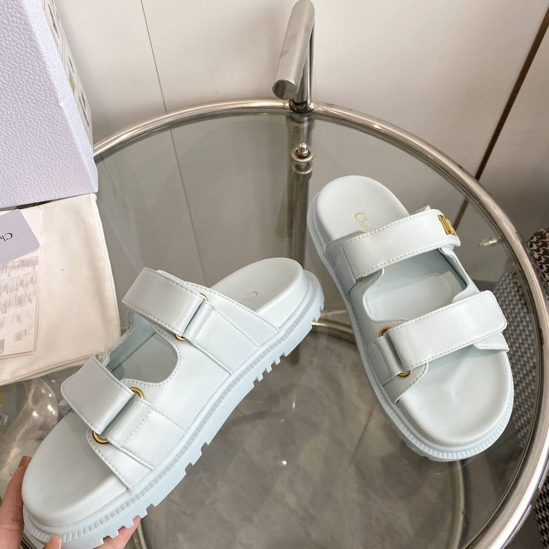 Dior Cream Calfskin Dioract Slides