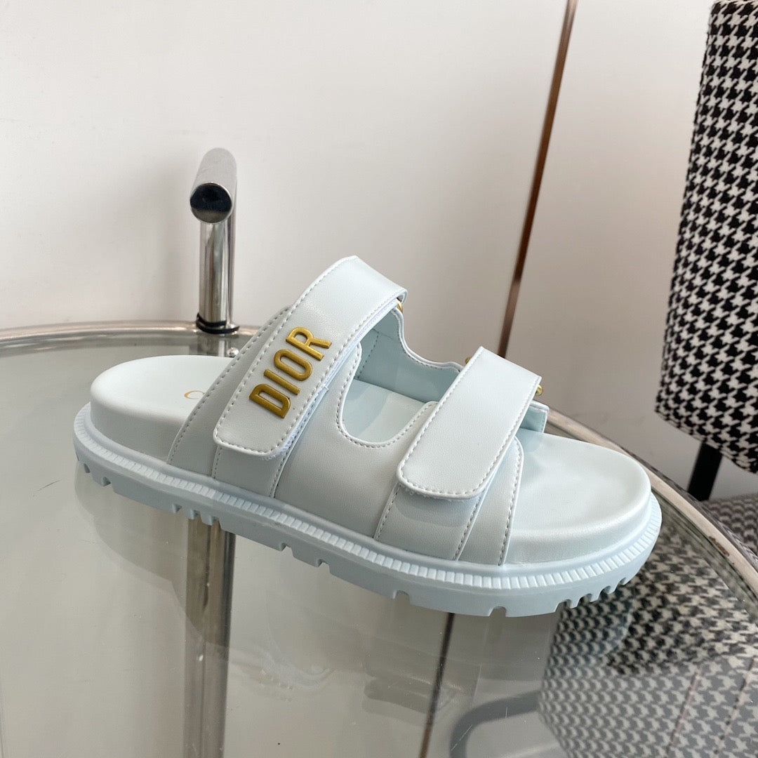 Dior Cream Calfskin Dioract Slides