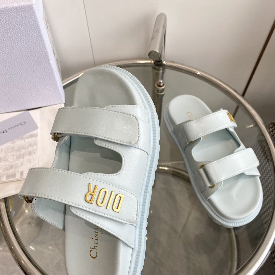 Dior Cream Calfskin Dioract Slides