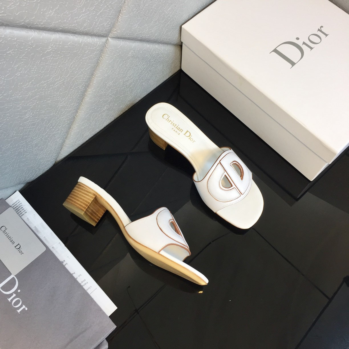 Dior Women D-Club Slide White Calfskin Leather ‘CD’ Signature