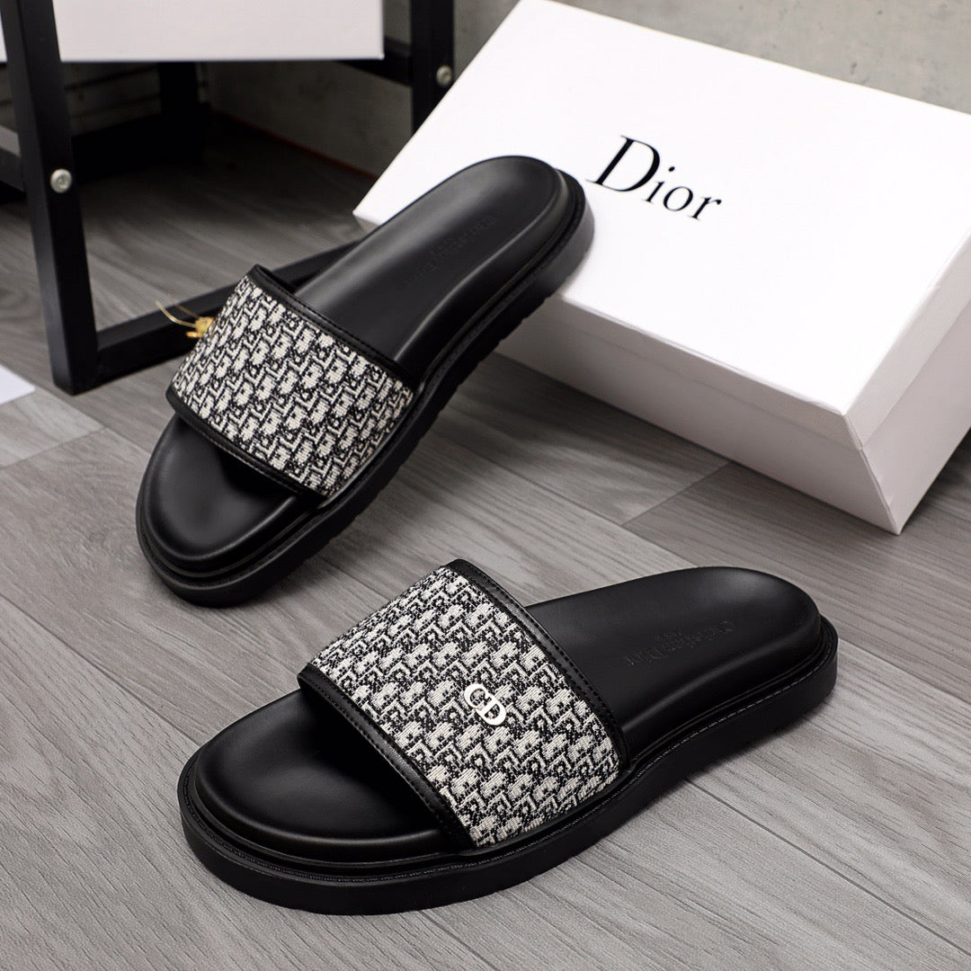 Dior H-Town Slides With Calfskin Leather