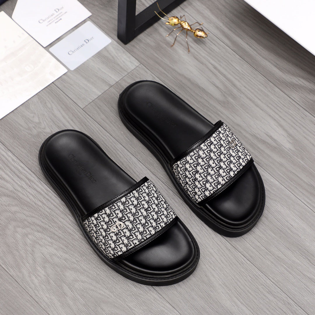 Dior H-Town Slides With Calfskin Leather