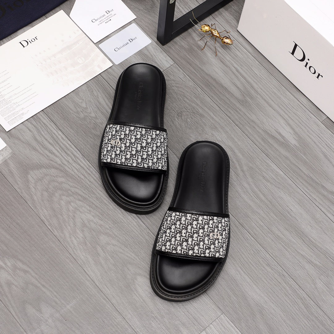 Dior H-Town Slides With Calfskin Leather