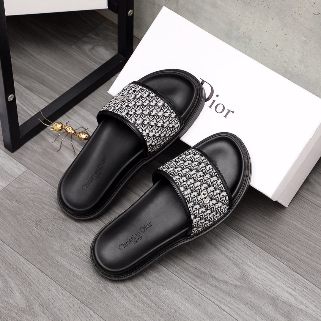 Dior H-Town Slides With Calfskin Leather