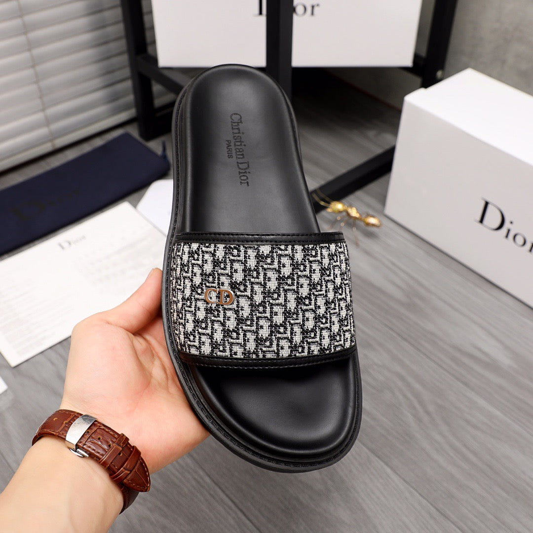 Dior H-Town Slides With Calfskin Leather