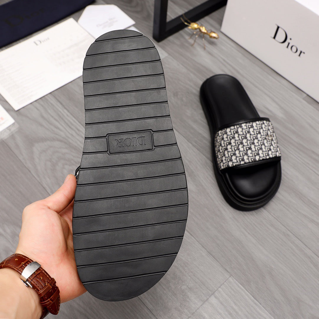 Dior H-Town Slides With Calfskin Leather