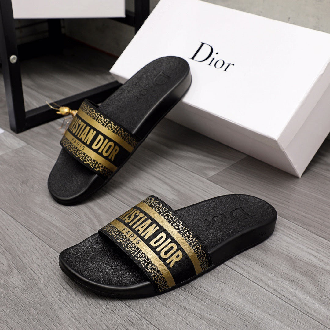 Christian Dior Slides With Gold 'Christian Dior'