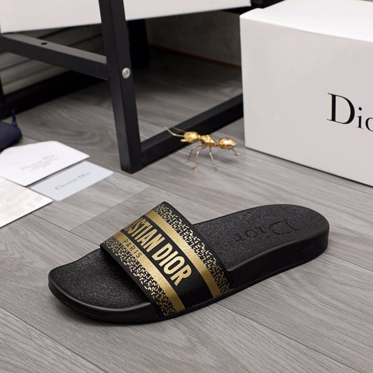 Christian Dior Slides With Gold 'Christian Dior'