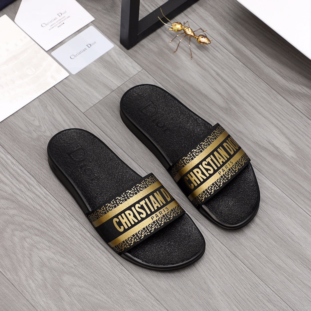 Christian Dior Slides With Gold 'Christian Dior'