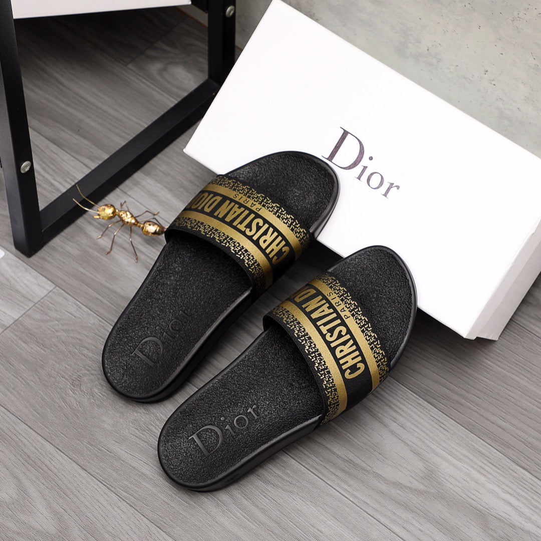 Christian Dior Slides With Gold 'Christian Dior'