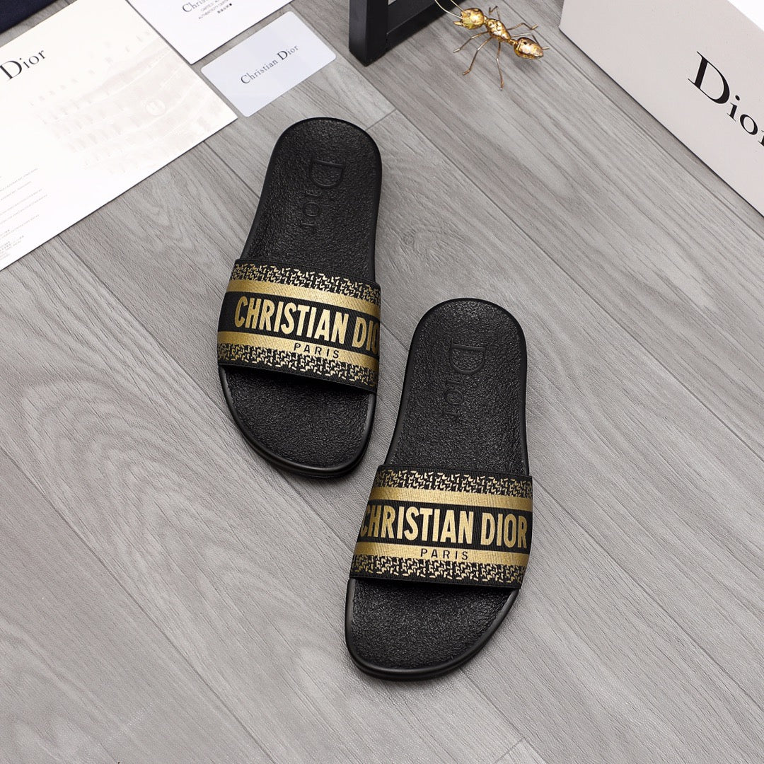 Christian Dior Slides With Gold 'Christian Dior'