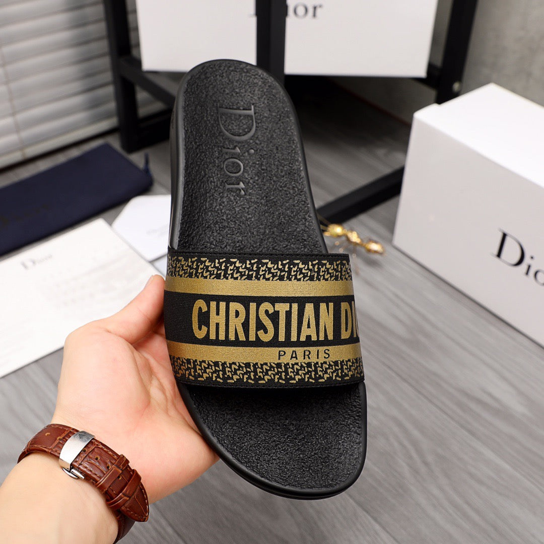 Christian Dior Slides With Gold 'Christian Dior'