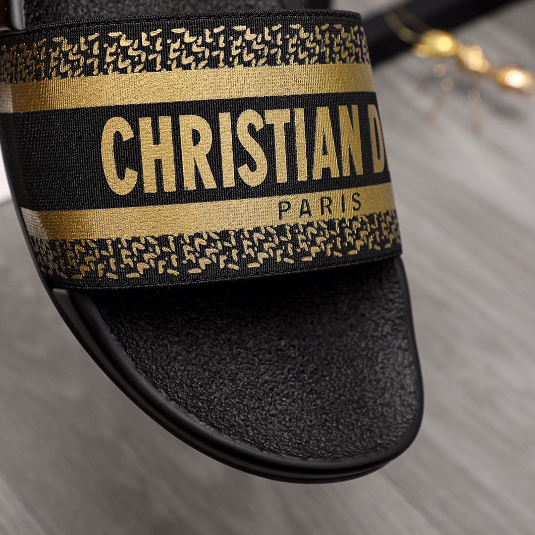 Christian Dior Slides With Gold 'Christian Dior'