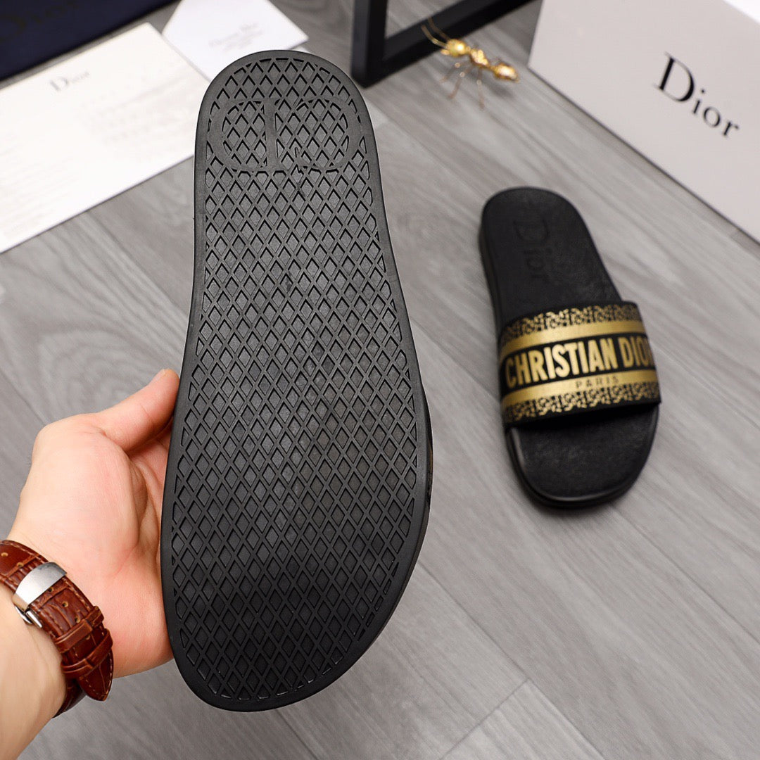 Christian Dior Slides With Gold 'Christian Dior'