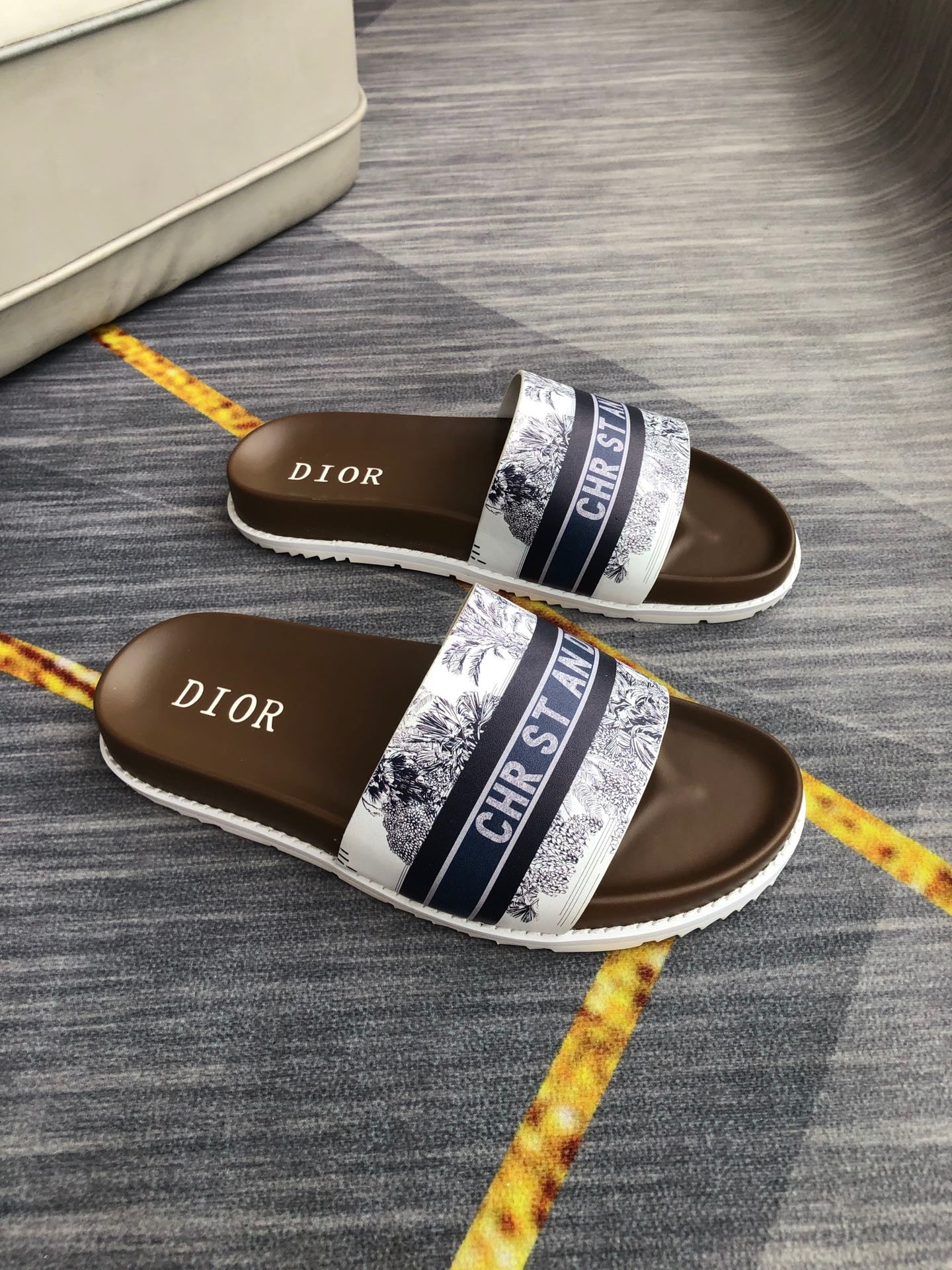 Christian Dior Slides With Dark Blue 'Christian Dior'