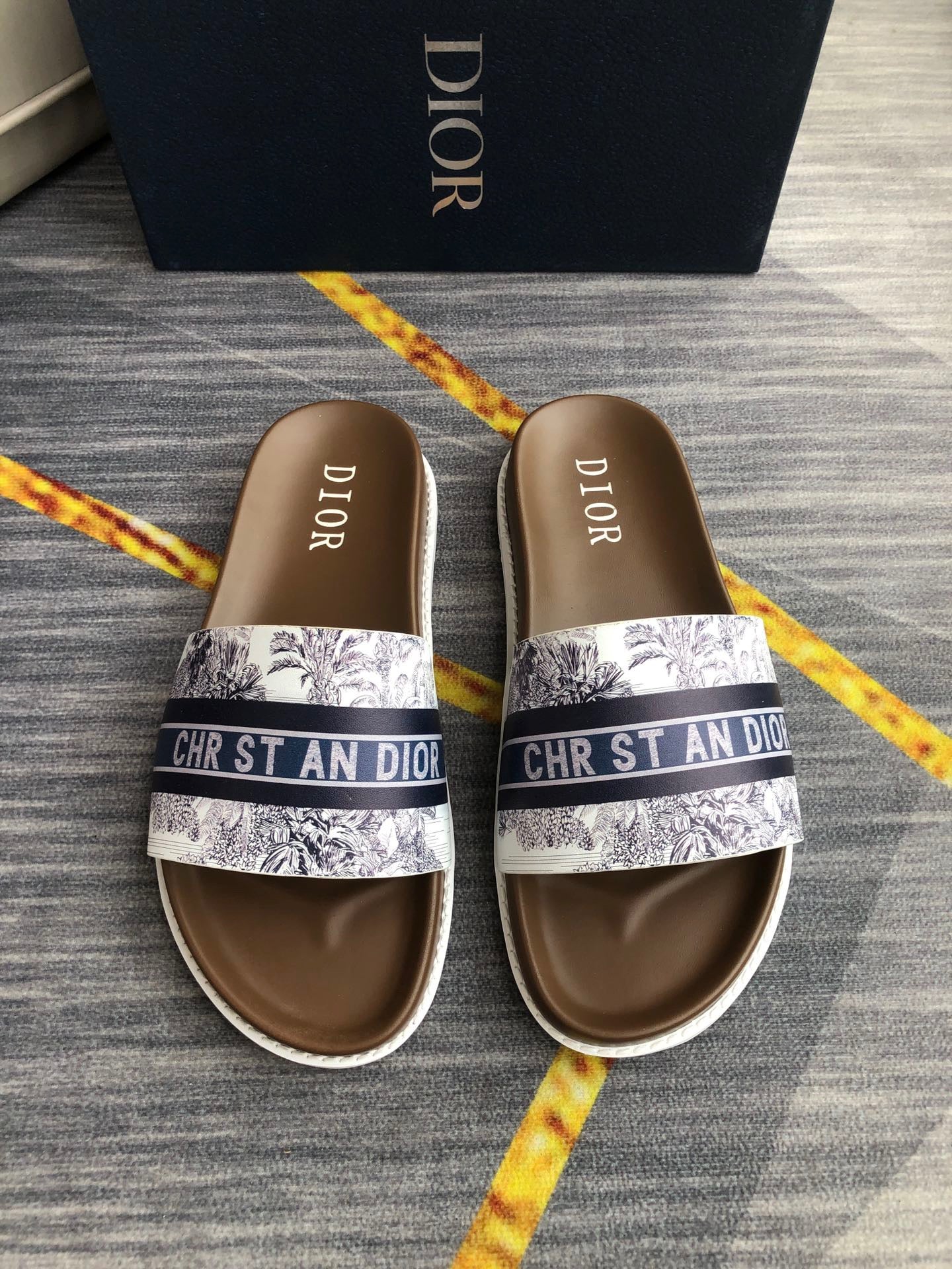 Christian Dior Slides With Dark Blue 'Christian Dior'