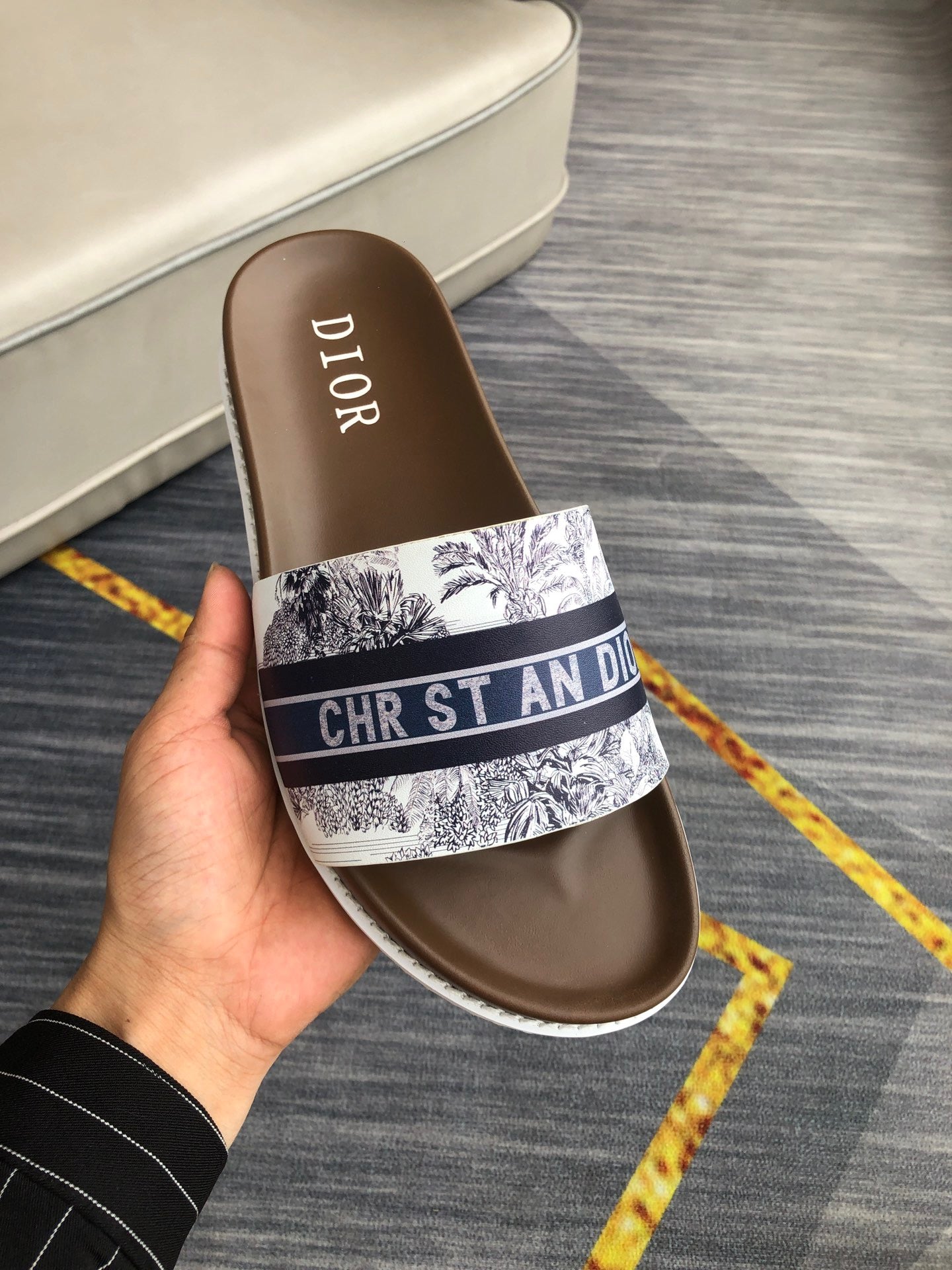 Christian Dior Slides With Dark Blue 'Christian Dior'