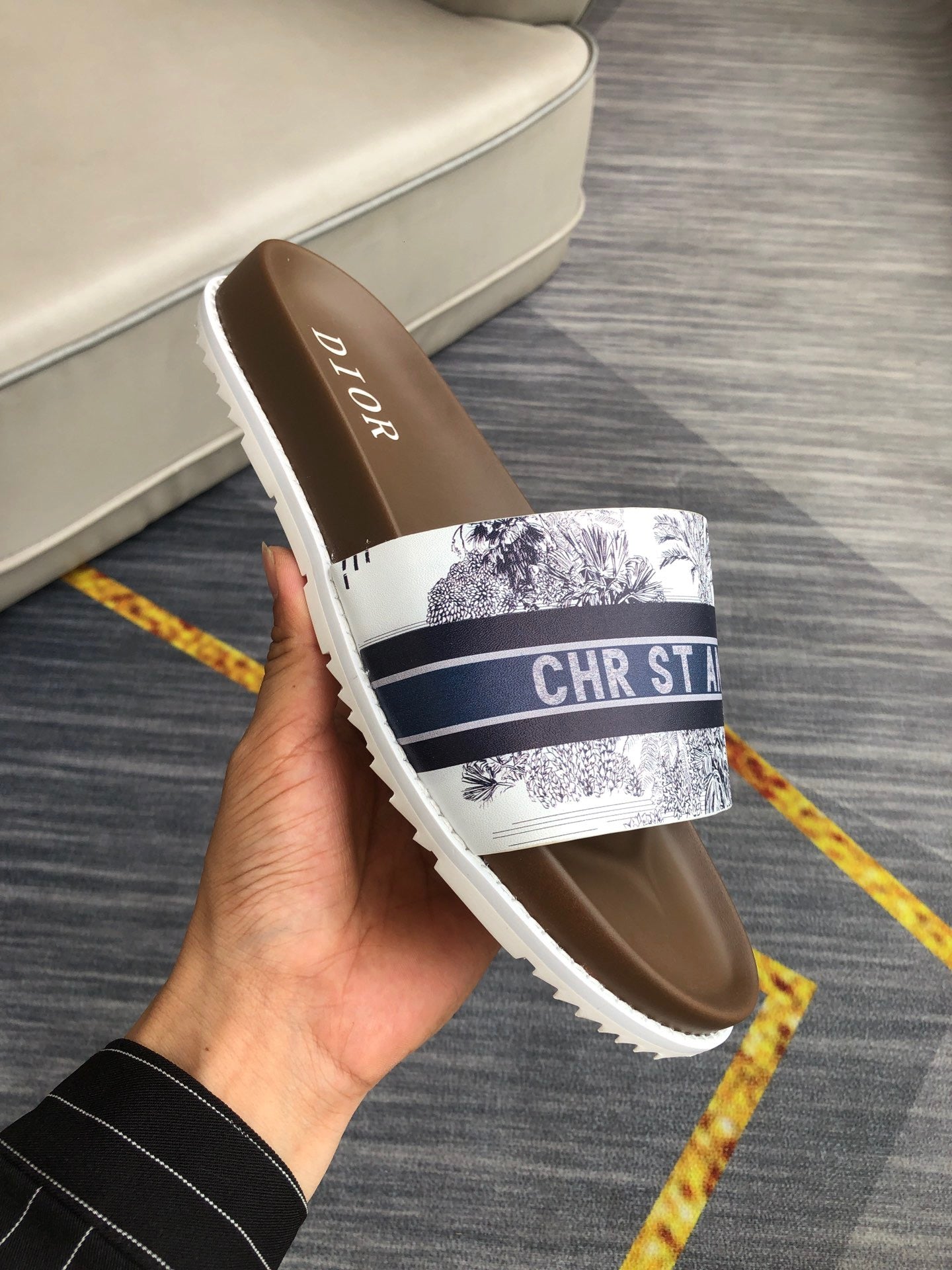 Christian Dior Slides With Dark Blue 'Christian Dior'