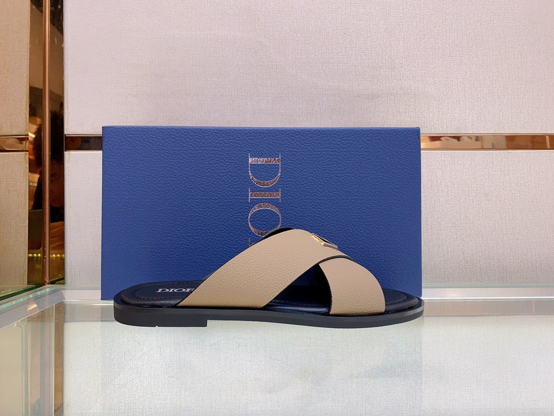 Dior Alias Slides Apricot Grained Calfskin