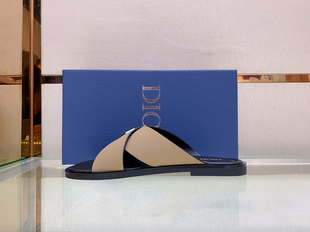 Dior Alias Slides Apricot Grained Calfskin