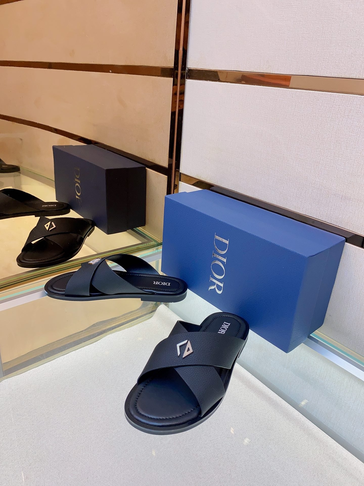 Dior Alias Slides Black Grained Calfskin